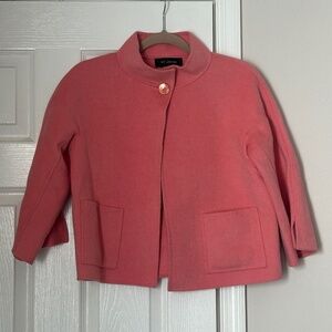 St. John Collection Pink Coral Cropped Wool Angora Cashmere Jacket Blazer Size 2